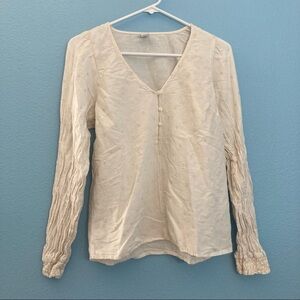 Old Navy VNeck Blouse w/Button Detail - Off White - Medium Tall